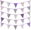 Zwiebeco 39Ft Purple Floral Fabric Bunting Banner Triangle Flag Party Decorations Hanging Cotton Rustic Vintage Flowers Garland Pennant for Wedding Birthday Tea Nursery Home Outdoor Garden Supplies