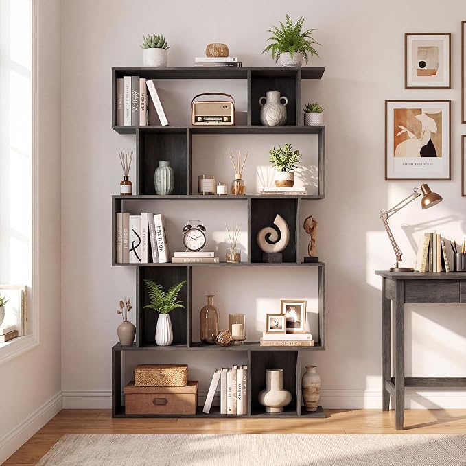Giantex 5-Tier Bookshelves Set of 2, 10-Cube Geometric Bookcase