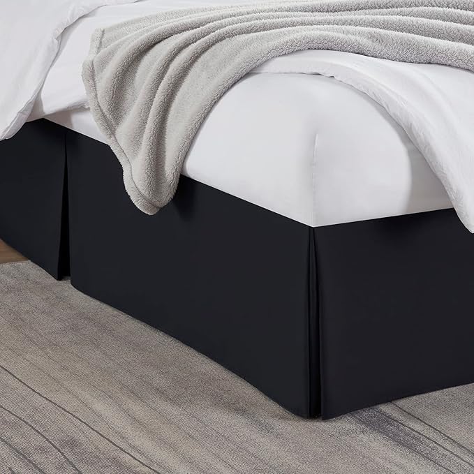 Nestl Black Bed Skirt Queen Size - Queen Bed Skirt 14 Inch Drop - Brushed Microfiber Bed Skirts - Hotel Quality Pleated Bed Skirt - Shrinkage & Fade Resistant