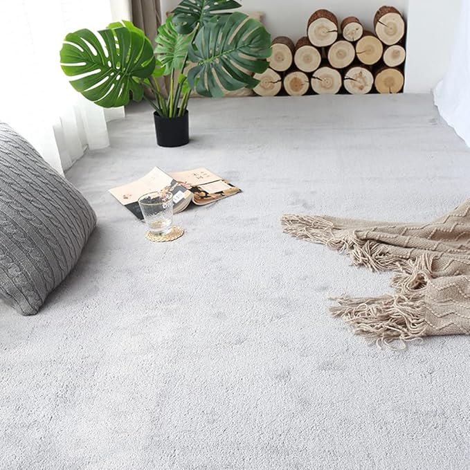 Soft Cashmere Area Rug Luxury Bedside Carpet Bedroom Living Room Mats Solid Color Children's Room Rugs Runner Carpets Indoor Mats Home Décor White Gray Red 5' X 8'
