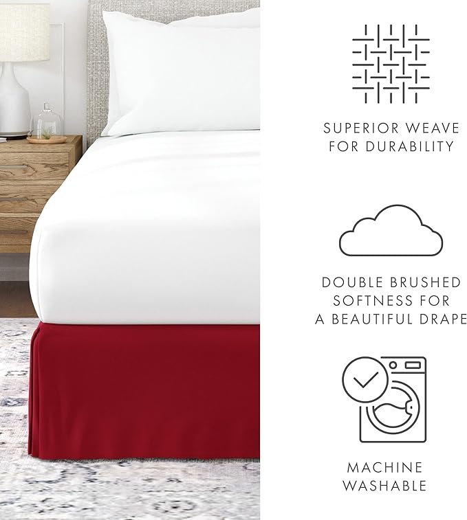Linen Market Bed Skirt - Ultra Soft Microfiber - Easy Fit with 14" Tailored Drop - Hotel Quality, Shrinkage & Fade Resistant - Bed Cover - Cal King Bed Skirt - Bedroom Décor - (Cal King, Burgundy)
