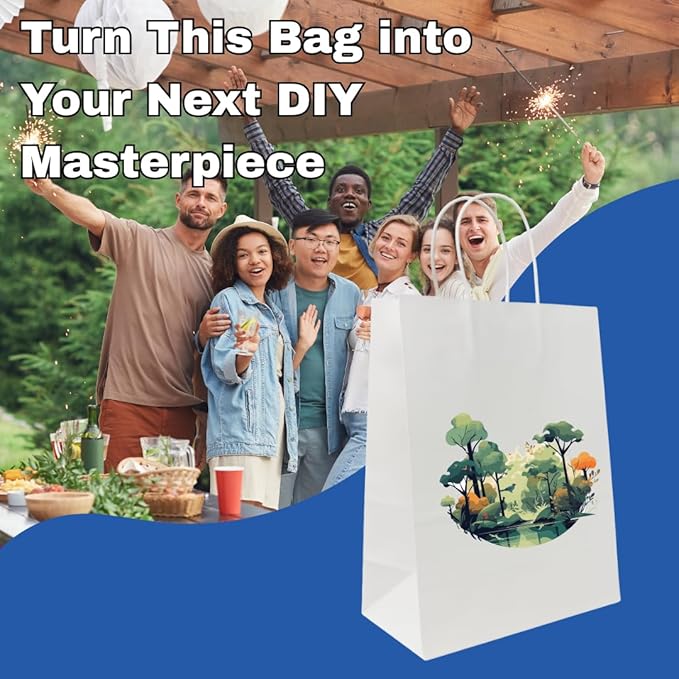 ASSUREPAK White DIY Paper Bags, 10" x 5" x 13", 90 GSM, 250 Count