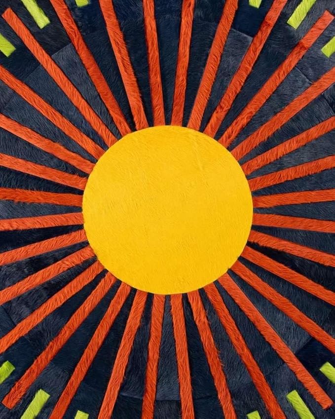 Sn Alef Home Round Designer Rug for Living Room | Handcrafted Black & White Boho Floor Carpet | Modern Ethnic Circular Mat for Home Décor & Meditation Space (Blue_5x5)