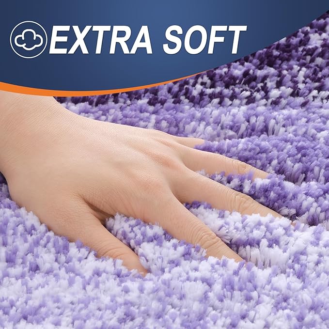 OLANLY Bathroom Runner Rugs 47x24, Extra Soft Absorbent Microfiber Bath Rugs, Rubber Backing, Quick Dry, Machine Washable Bath Mats for Bathroom Floor, Tub and Shower, Home Decor Accessories, Violet