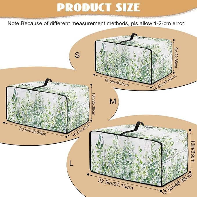 Toaster Oven Dust Cover with Storage Pockets, Dust-Proof Kitchen Appliance Protector for Small Appliances Convection Ovens, L, 18.5 x 22.5 x 13 Inches, Green Leaf White