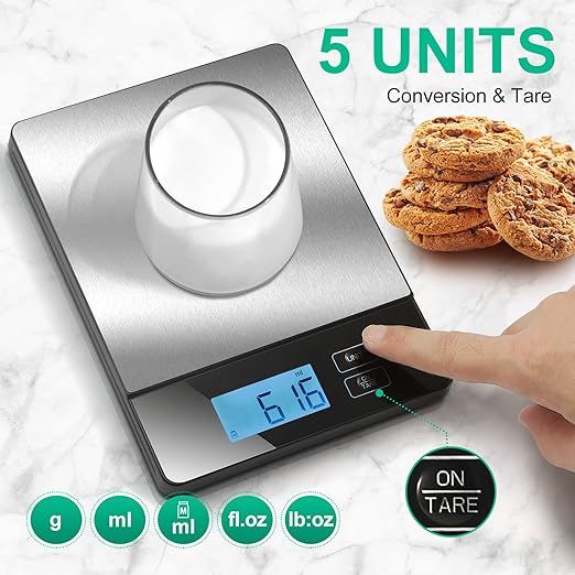 Smart Food Scale with Nutritional Calculator, Digital Kitchen Scale with Bluetooth App for Weight Loss, Food Weight Scale for Diet, Keto, Macro, Calories Counting, Tracking, Stainless Steel