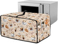 Waterproof Microwave Oven Dust Cover Heavy Duty Microwave Oven Grill Cover Dustproof Kitchen Machine Covers Case Protections for Toaster Oven, Coffee Cup Bean Bread Cream Print, M