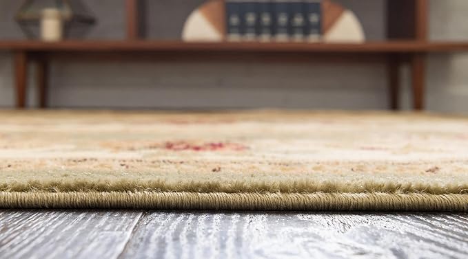 Rugs.com Chateau Collection Rug – 8' Octagon Green Medium Rug Perfect for Living Rooms, Kitchens, Entryways