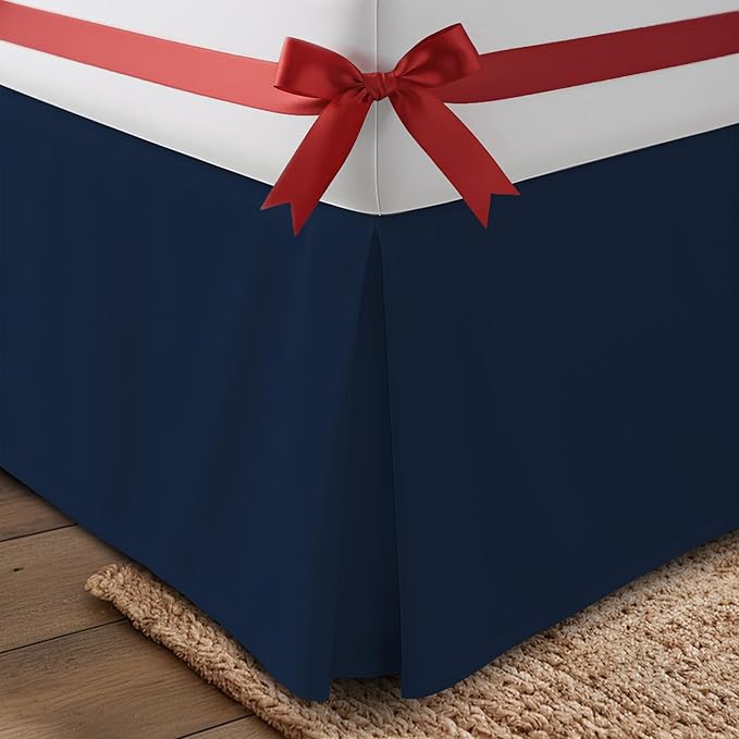 Utopia Bedding Full Bed Skirt - Soft Quadruple Pleated Ruffle - Easy Fit with 16 Inch Tailored Drop - Hotel Quality, Shrinkage and Fade Resistant (Full, Navy)