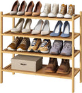 kiplant 4-Tier Shoe Rack for Entryway, Bamboo Wood Shoe Rack 4-Tier, Stackable Shoe Organizer for Closet, Free Standing Shoe Racks for Indoor & Outdoor