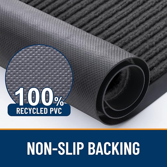 OLANLY Front Door Mat Indoor Outdoor Entrance, Waterproof Heavy Duty Doormat, Fade Resistant, Low Profile, Easy Clean Patio Porch Welcome Floor Mats for Entry, 59x30, Charcoal Grey