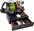 VEIYAILU Gifts for Men Women Him Husband Son Boyfriend Birthday Nightstand Organizer Wood Phone Docking Station Birthday Gifts (Deep Walnut)