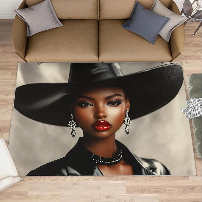 5x8 Fashionable Woman Kids Rug - Modern Woman Dining Room Rug, Sexy Girl Area Rugs Indoor Modern Rugs for Bedroom Hardwood Floors Teen Room