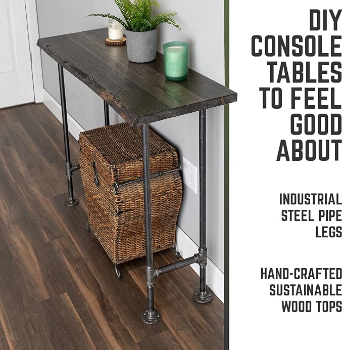 Restore by Pipe DÉCOR Live Edge Wood Console Table 48 in. x 16 in. x 34 in.