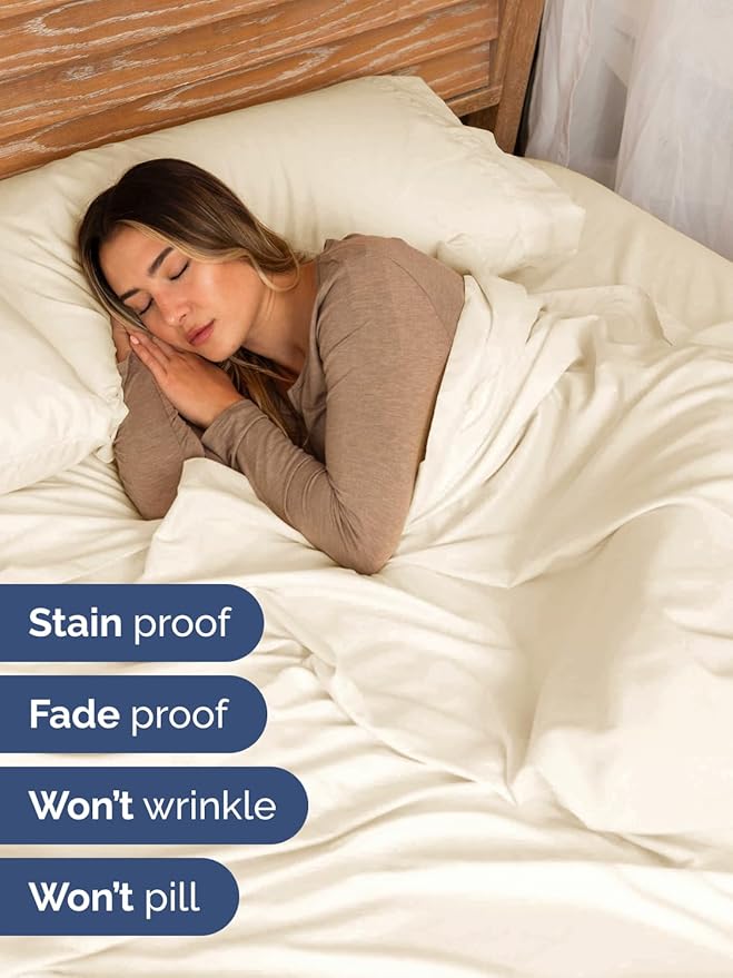 Extra Deep Pocket Twin XL Sheets - 3 Piece Breathable & Cooling Bed Sheets - Hotel Luxury Bed Sheet Set - Soft, Wrinkle Free & Comfy - Easily Fits Extra Deep Mattresses - Deep Pocket Off White Sheets
