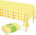 Mulbozy 4 Pcs Yellow Checkered Tablecloth 54 ×108 Inches Rectangle Yellow Gingham Tablecover Disposable Plastic Waterproof Table Cover for Outdoor Picnic, Kitchen, Holiday Birthday Party