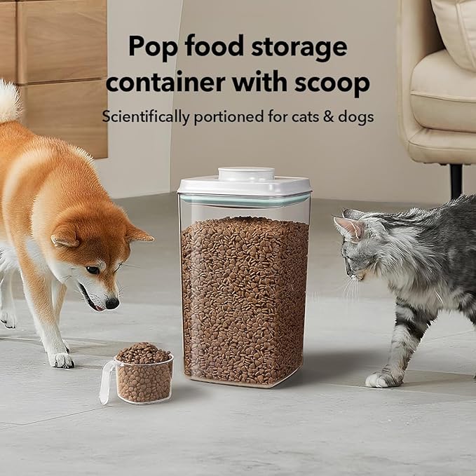 Dog Food Storage Container with 130ml Scoop – 4L/4.2qt Airtight Dog Food Container for Kibble & Treats, BPA-Free Cat Food Storage Container, Stackable Pop Lid Plastic Container with Lid (4.2Qt*4)