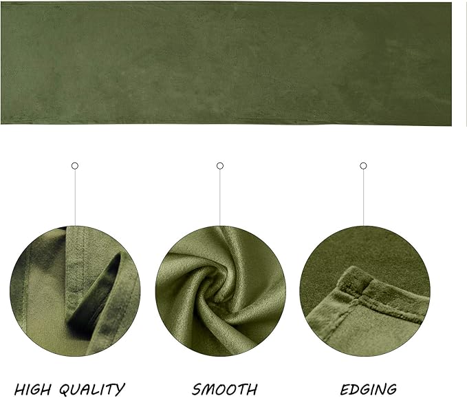BALCONY & FALCON Velvet Table Runner 14"x118" Olive Luxury Machine Washable Farmhouse Vintage Runner for Table Dining, Party, Wedding, Birthday, Easter, Thanksgiving & Christmas & Home Décor