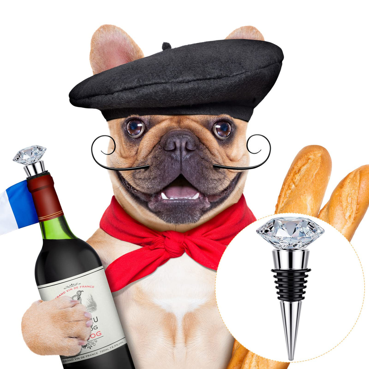 Honeydak 6 Pieces Stainless Steel Wine Bottle Stoppers Reusable Corks