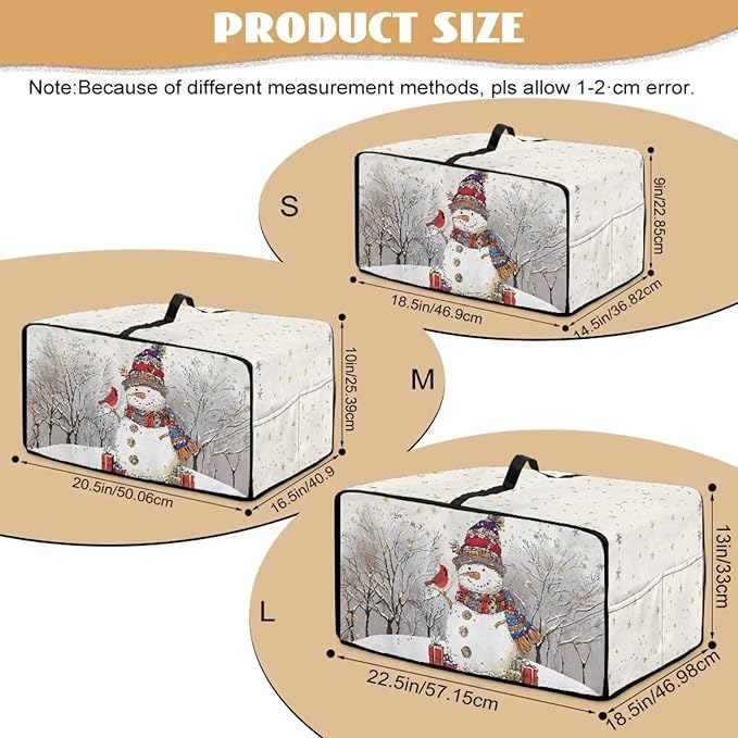 Christmas Air Fryer Toaster Oven Dust Cover Dustproof Convection Oven Cover with Pockets for Small Kitchen Appliances, L, 18.5 x 22.5 x 13 Inches, Snowman Cardinal Bird Tree Star White