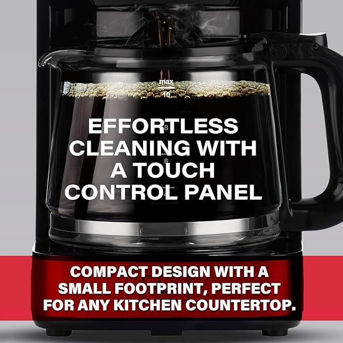 Melitta Aroma Tocco Glass 10-Cup Drip Coffee Maker, Black
