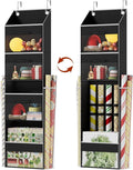 Black Over Door Wrapping Paper Organizer Storage with 3 Removable Drawers & Side Pockets – Dual Use Design with Elastic Straps – Christmas Gift Wrap Storage for Ribbons, Bows,Ornament and Other Tools