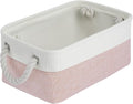 Storage Baskets for Shelves 11.8x7.9x5.2 Inch, Foldable Fabric Storage Bins with Handles, Small Storage Baskets for Organizing Closet, Office, Home Organization (1-Pack, White&Pink)
