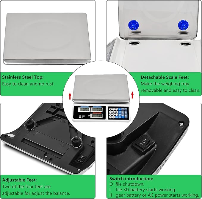C-CHAIN 88LB Digital Price Scale Electronic Price Computing Scale LCD Digital Commercial Food Meat Weight Scale, Upgraded Version
