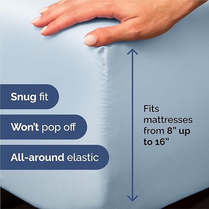 Split King Size 5 Piece Sheet Set - Comfy Breathable & Cooling Bed Sheets Set - Hotel Luxury Bedding for Women, Men, Kids, Teens, Boys & Girls - Deep Pockets, Soft, Wrinkle Free - Oeko-Tex - Sky Blue