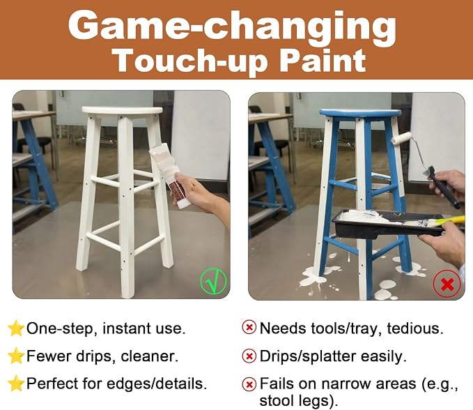 White Paint, Touch-Up Paint for Furniture, Metal No Sanding, Fast Drying