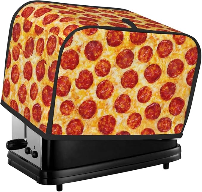 Novelty Food Pepperoni Pizza 2 Slice Toaster Cover, Waterproof Toaster Dust Cover Bread Maker Protective For Small Kitchen Appliance Dining Room Home Table Decor Gifts