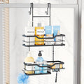 Consumest Over Door Shower Caddy - 2 Tier Shower Shelves Hanging with Soap Holders, Large Capacity Shower Organizer with 4 Hooks, Bathroom Rack and Storage, Black