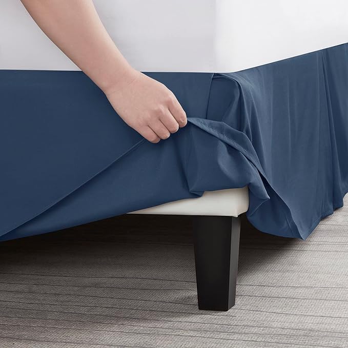 Nestl Navy Blue Twin XL Bed Skirt - Twin XL Size Bed Skirt 14 Inch Drop - Brushed Microfiber Bed Skirts - Hotel Quality Pleated Bed Skirt - Shrinkage & Fade Resistant
