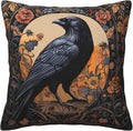 Mystical Raven Art Print Decor, William Morris Abstract Vintage Floral Design 18x18 inches Throw Pillow Covers Square Pillowcases Decor for Bed Couch Sofa Room Cushion Covers