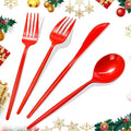 Gudvilla 120pcs Red Plastic Silverware Set Sturdy Red Utensils Disposable Plastic Cutlery Heavy Duty includes Forks and Spoons and Knives Sets for Valentines Day Birthday Graduation Chinese New Year