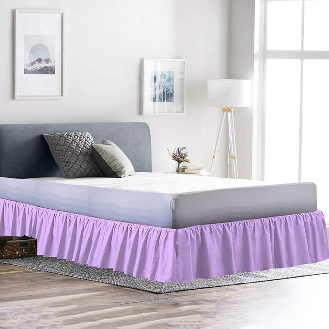 Bed Skirt - Ruffled Bed Skirt (RV Bunk 42X80, Lilac) 12 Inch Drop Dust Ruffle with Platform, 100% Cotton 800 Thread Count Fabric - Dust Ruffle Bedskirt for Easy Fitting and Easy Care