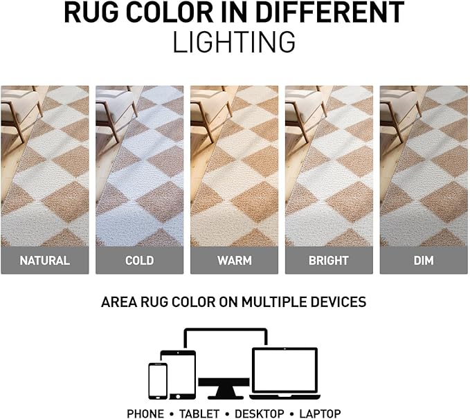 Rugshop Diamond Wave Shag Runner Rug Beige 2' 3" x 12' Great for Long Hallways, Open Entryways, or Galley Kitchens