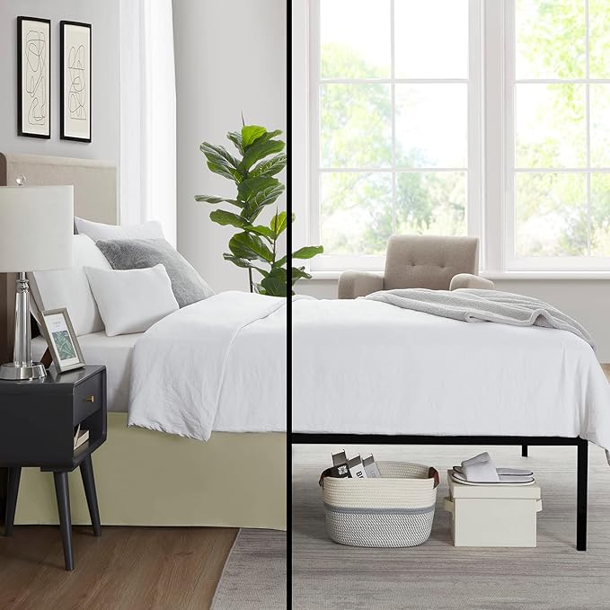 Nestl Green Twin XL Bed Skirt - Twin XL Size Bed Skirt 14 Inch Drop - Brushed Microfiber Bed Skirts - Hotel Quality Pleated Bed Skirt - Shrinkage & Fade Resistant