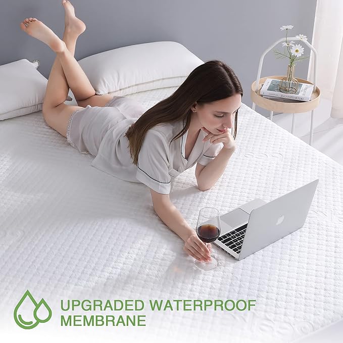 King Size Waterproof Mattress Protector Fitted Mattress Pad Cover with Deep Pocket Up to 18''
