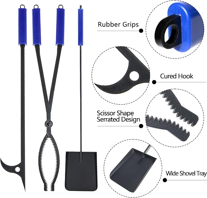 CKLT 28in Fireplace Tools Set with Metal Stand Wrought Iron