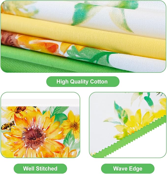 G2PLUS 39Ft Triangle Bunting Banner, Yellow & Green Sunflower Garland Pennant Banner, Reusable Cotton Triangle Flags Party Decoration for Garden Party, Fall Decor & Outdoor Celebrations