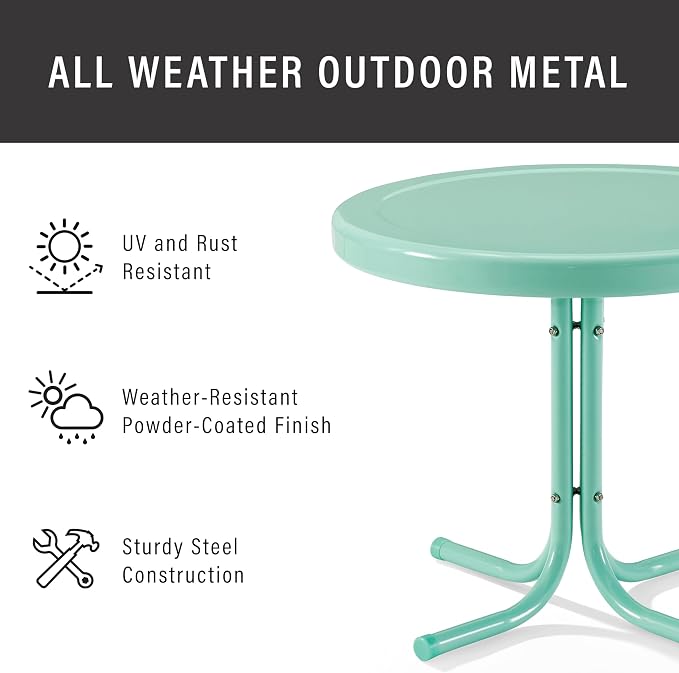 Crosley Furniture Griffith Weather Resistant Retro Metal Outdoor Side Table