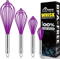 HOTEC 4 Pieces Silicone Whisks Set, Wire Balloon Whisks for cooking Egg Beater, Non-slip Handle Whisk for Non-stick Cookware Perfect for Cooking, Stirring, Beating and Blending,Multicolor