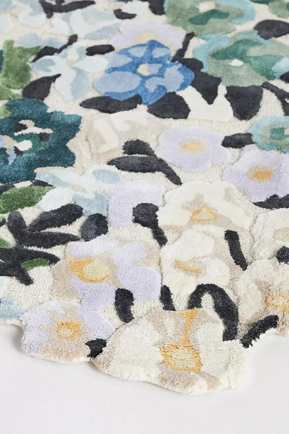 Cassia Wool Viscose Area Rug – 5’ x 8' – Handmade Wool Area Rugs –Blue – Rugs for Living Room, Bedroom – Anti-Skid – Carpets with Non-Slip Natural Backing with 100% Cotton
