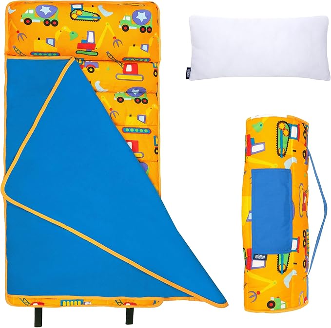 Wildkin 43-inch Kids Nap Mat – Soft Microfiber Toddler Sleeping Mat with Pillow