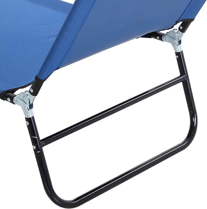 Outsunny Folding Chaise Lounge Pool Chairs, Outdoor Sun Tanning Chairs with 5-Level Reclining Back, Steel Frame for Beach, Yard, Patio, Blue