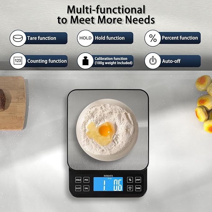 BOMATA Large Kitchen Scale 0.1g/0.001oz High Precision, 11lb Bakery Scale