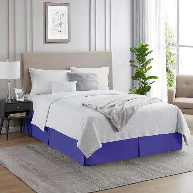 Nestl Royal Blue Blue Bed Skirt Queen Size - Queen Bed Skirt 14 Inch Drop - Brushed Microfiber Bed Skirts - Hotel Quality Pleated Bed Skirt - Shrinkage & Fade Resistant