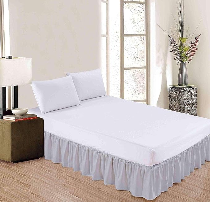 SlumberWell King Bed Skirt with Split Corners, Soft Microfiber, 20 Inch Drop, Light Grey Solid, Elegant Ruffled Design