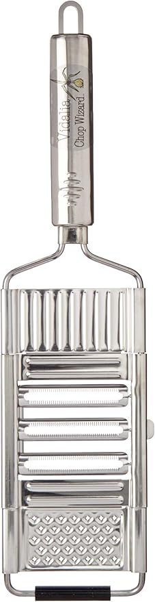 Vidalia Chop Wizard Stainless Steel Multi-Blade Chef Grater – Vegetable Slicer, Julienne Cutter, Cheese Grater & Onion Slicer – Multi-Function Kitchen Food Prep Tool with Interchangeable Blade Inserts